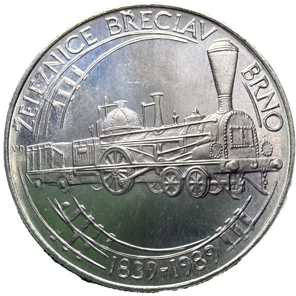 50 Koruna 1989 – 150. výročí zahájení železniční dopravy na trati Břeclav–Brno