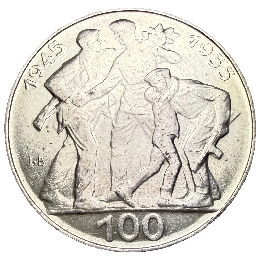 100 Koruna 1955 – 10. výročí osvobození Československa